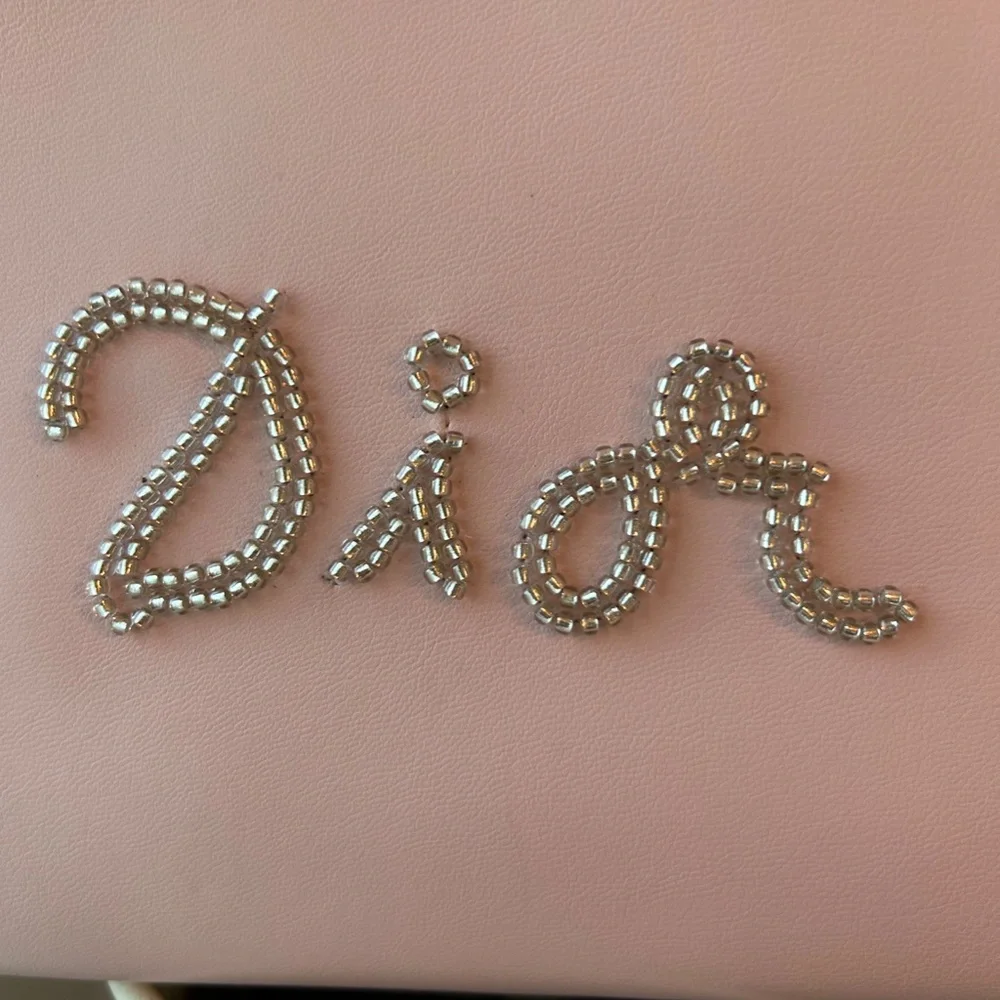 AUTHENTIC Christian Dior Blush Beaded Leather Cosmetic Bag - Picture 2 of 5